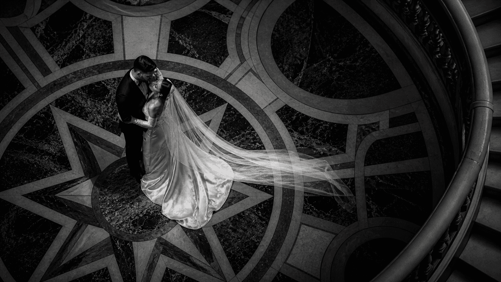 Couple at golden hour during wedding portraits