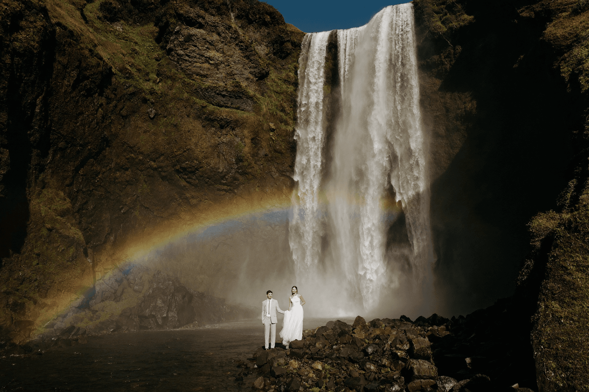 Couple in a cinematic engagement session