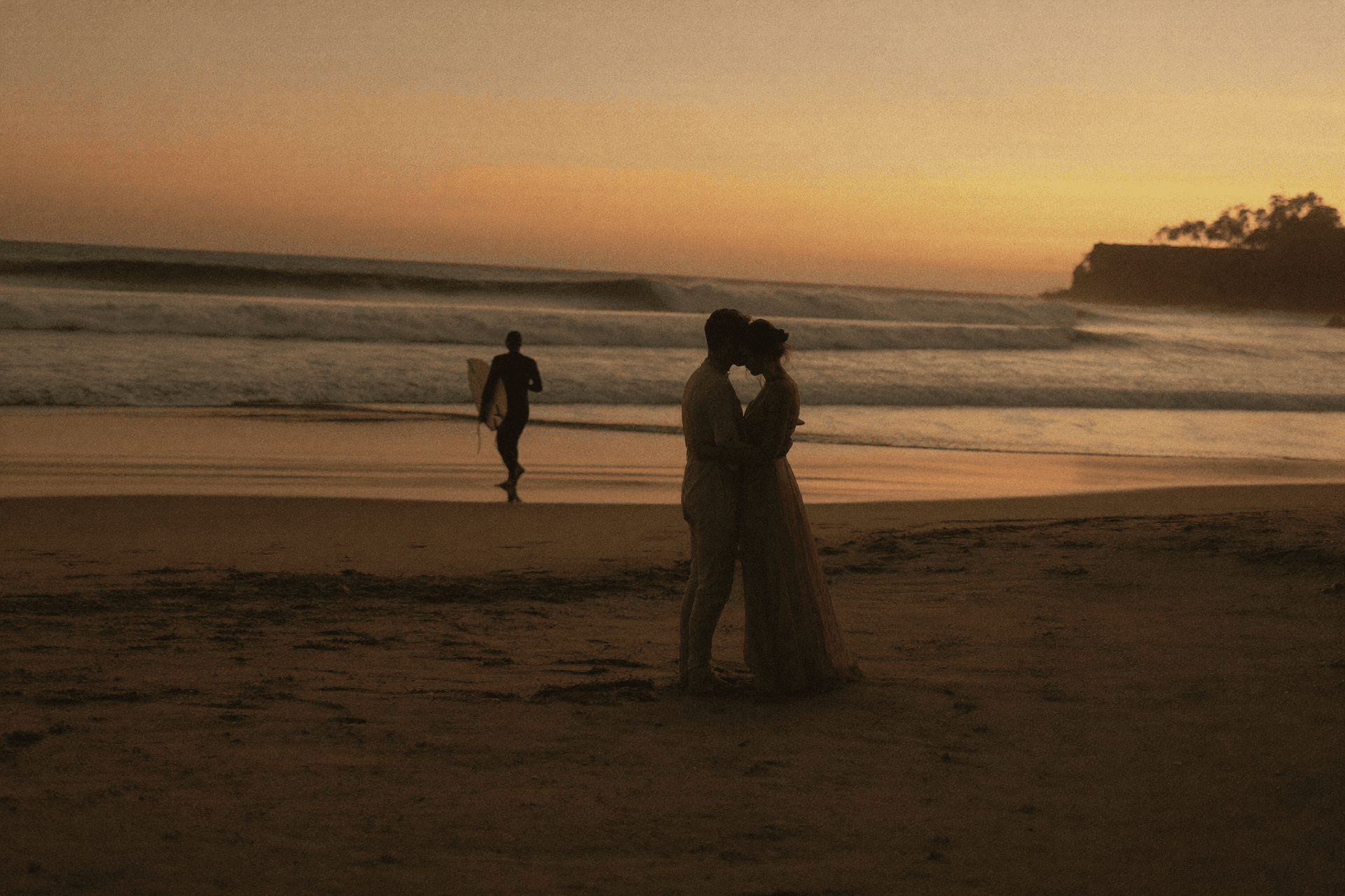 A Sunset Surf-Town Elopement