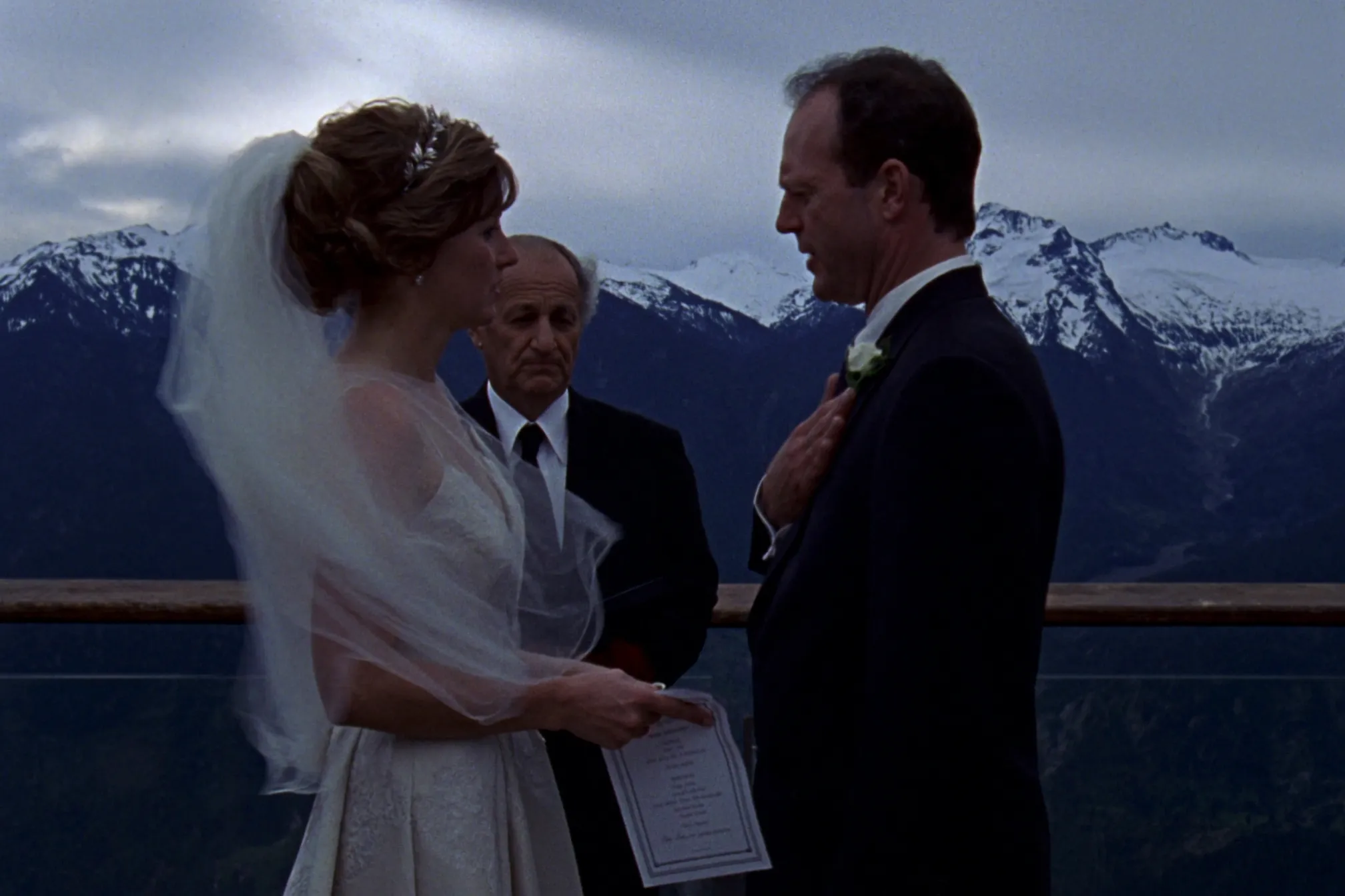 A couple exchanging vows on a Whistler alpine platform